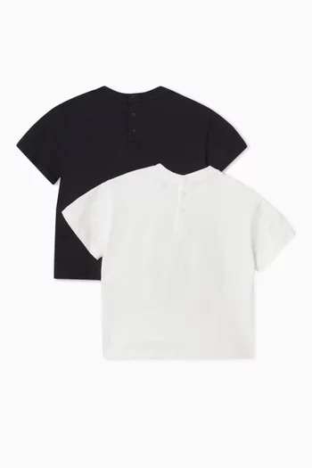 Logo Print T-Shirts in Cotton, Set of 2