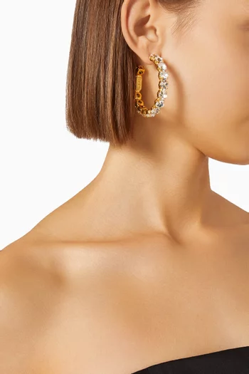 Crystal Hoop Earrings in Brass