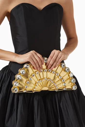 Clochette Reverence Clutch in Gold-plated Brass & Crystals