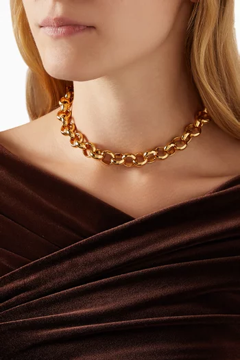 Chunky Chain Necklace Choker in Gold-plated Brass