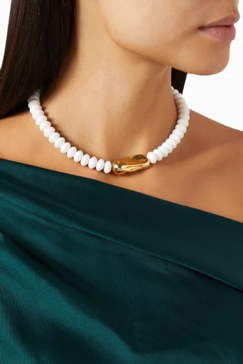 Chunky Pearl Choker in Gold-plated Brass