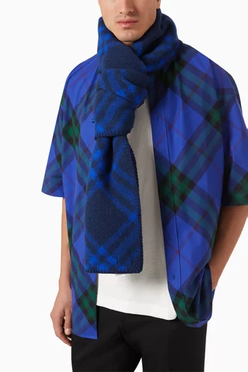 Logo-patch Check Scarf in Wool