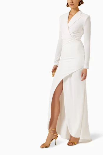 Wrap-style Maxi Dress in Stretch Crepe