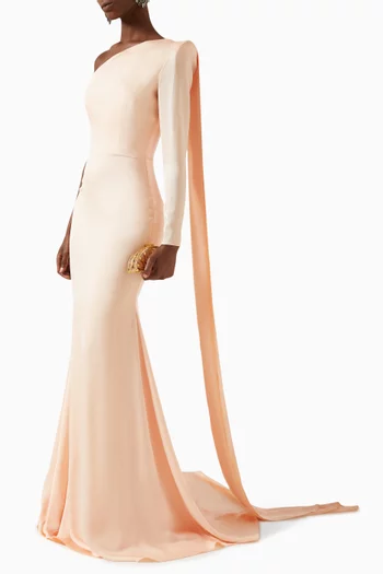 One-sleeve Gown in Satin Crepe