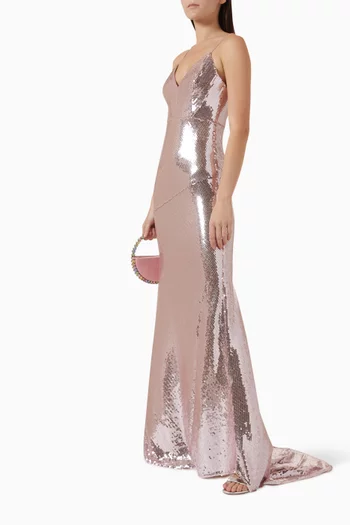 Panelled Bikini Gown in Sequin