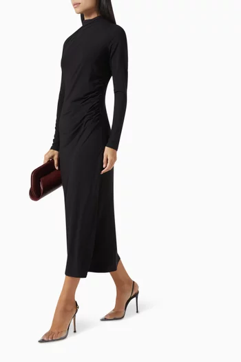 Ruched Midi Dress in Stretch-jersey