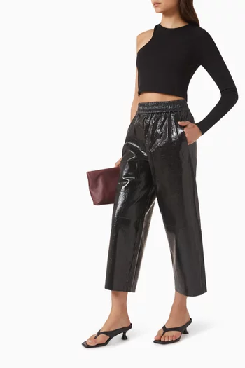 Jonah Wide-leg Pants in Polished Leather
