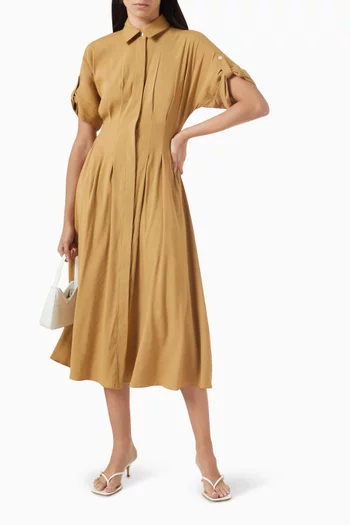 Adavi Midi Shirt Dress in Stretch-linen