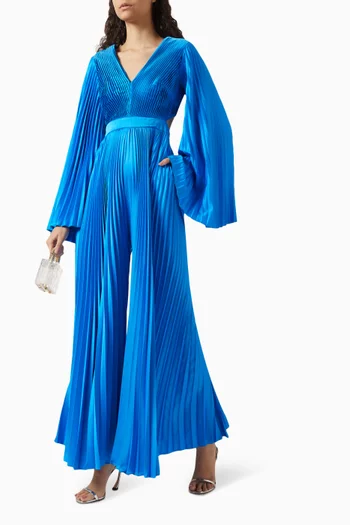 Cut-out Pleated Jumpsuit in Satin
