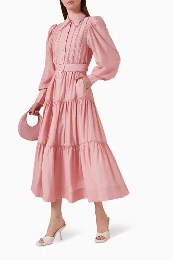 Aurelie Tiered Maxi Dress in Linen-rayon