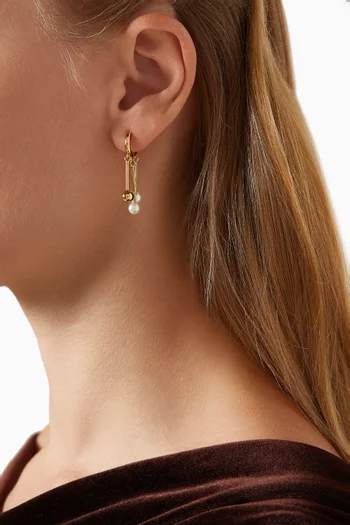 Nova Pearl Drop Earrings in 14kt Gold-plated Brass
