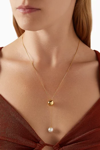 Nova Pearl Convertible Lariat Necklace in Gold Ion-plated Brass