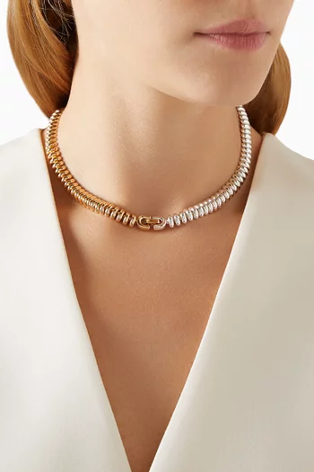 Sofia Two-tone Choker Necklace in Silver & Gold-tone Brass