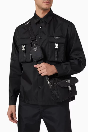 Shoulder Bag in Re-Nylon & Saffiano leather