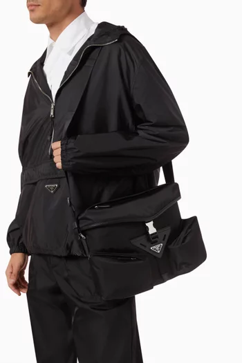 Logo Messenger Bag in Re-Nylon & Leather