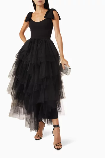 Bow Tiered Dress in Tulle