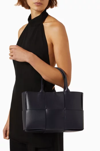 Small Arco Tote Bag in Intrecciato Leather