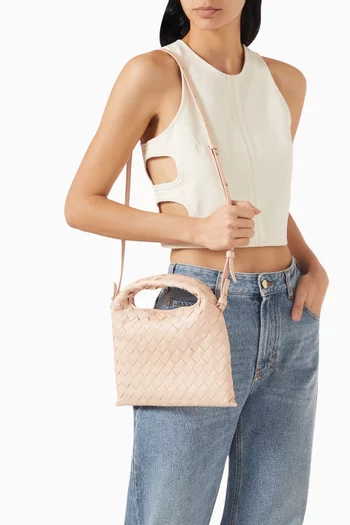 Mini Hop Hobo Bag in Intrecciato Leather