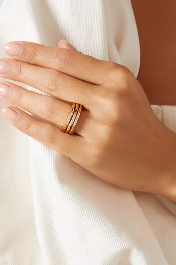 Wave Rings in 18kt Gold-plated Brass, Set of 3