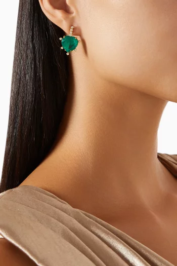 Emerald & Pave Diamond Drop Earrings in 18kt Gold
