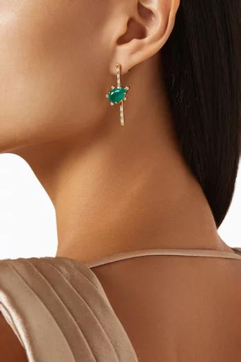 Pear-cut Emerald & Diamond Drop Earrings in 18kt Yellow Gold