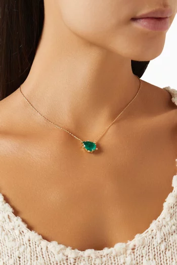 Pear-cut Emerald Necklace in 18kt Yellow Gold