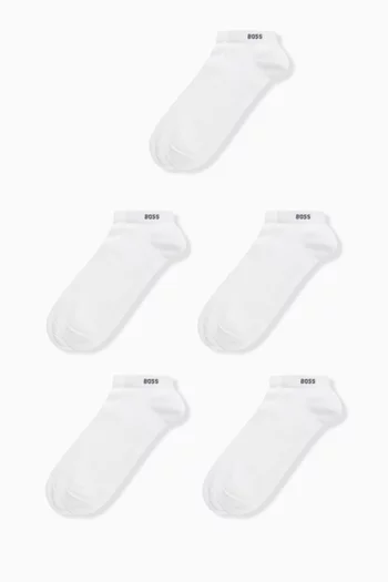Ankle-length Socks in Stretch Cotton-blend, Set of 5