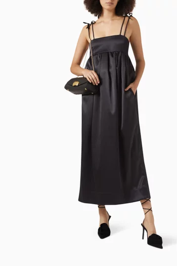 String Maxi Dress in Double-satin