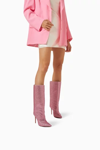 Fiona 95 Embellished Knee Boots in Satin