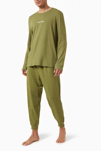 Modern Structure Joggers in Stretch Cotton Blend Jersey