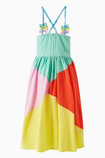 فستان مقسم بألوان وعقدة مزيج فيسكوز