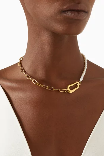 River Pearl Necklace in 18kt Gold-plated Bronze