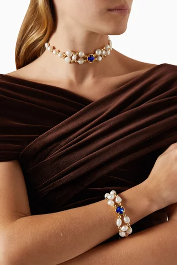 Virginie Pearl Bracelet in 24kt Gold-plated Brass