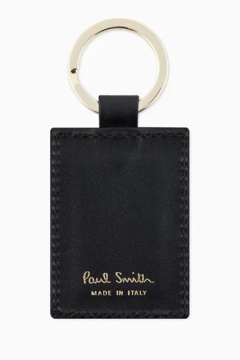 'Signature Stripe' Keyring in Calf Leather