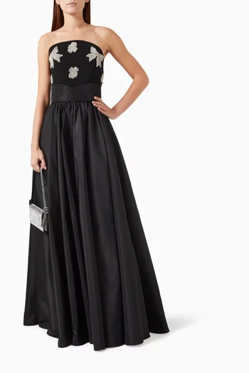 Strapless Crystal-embellished Gown in Crepe & Taffeta