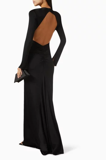 Circle Detail Open Back Gown in Jersey