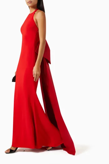 Oversized Bow Back Halter Gown in Odessa