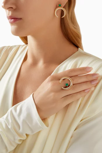 Colours of Love Hilal Diamond & Emerald Ring in 18kt Gold