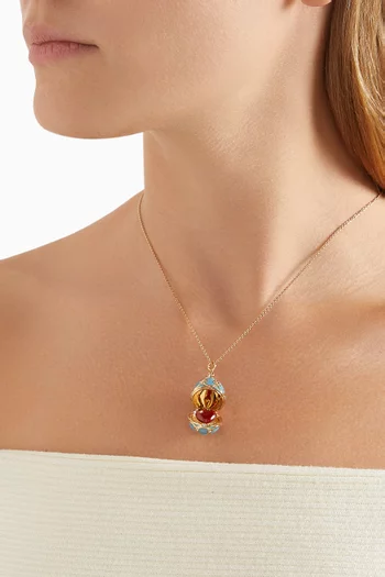 Heritage Diamond & Guilloché Heart Locket Necklace in 18kt Gold