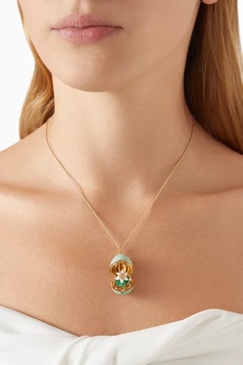 Essence Sapphire & Emerald Anemone Locket Necklace in 18kt Gold