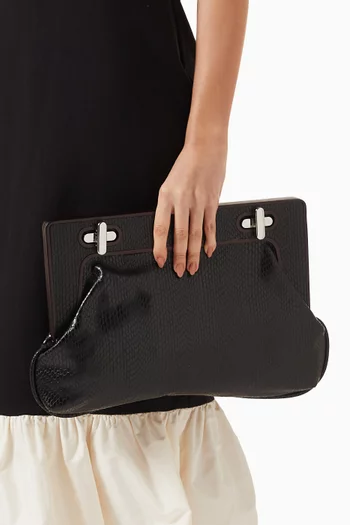 Alba Clutch Bag in Snake-embossed Leather