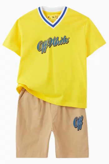 Baseball Logo Double Waistband Shorts in Cotton