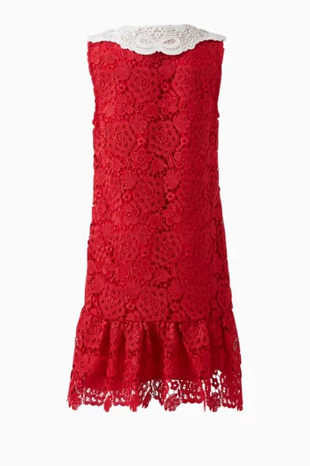 Floral Lace Collar Dress in Polyester
