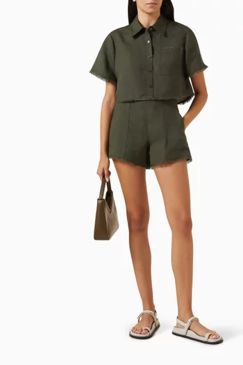 Solange Short Sleeve Cropped Shirt in Poplin