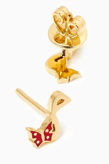 'M' Letter Butterfly Charm Stud Earrings in 18kt Yellow Gold
