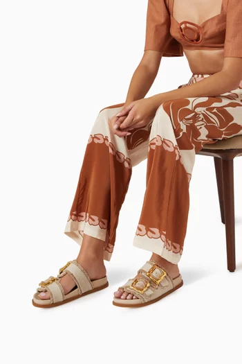 Double-strap Buckle Sandals in Fabric
