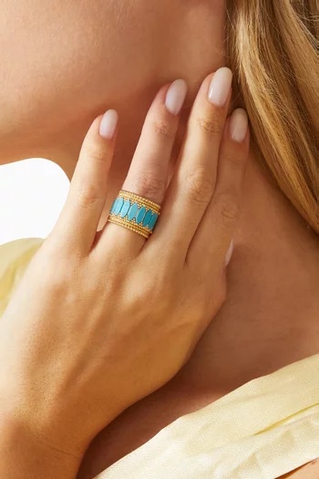 Baalbeck In Color Turquoise Pinky Ring in 18kt Gold
