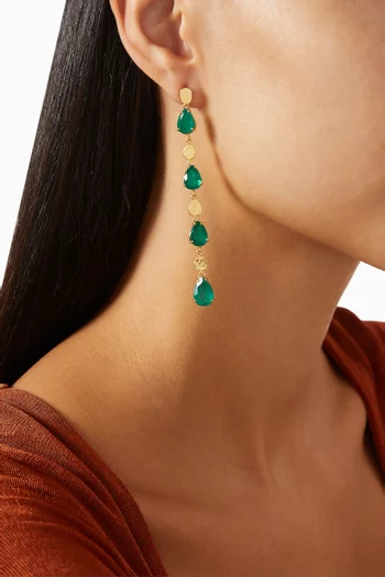 Pear-cut Emerald Drop Earrings in 18kt Yellow Gold