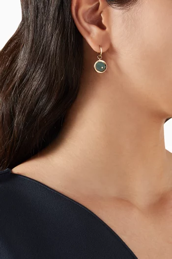 Malachite Diamond Dot Drop Earrings in 14kt Gold