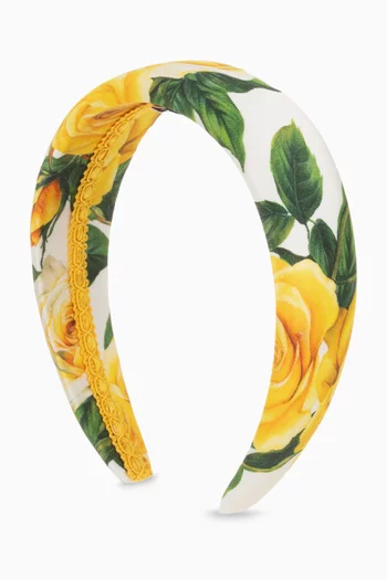 Rose-print Headband in Satin